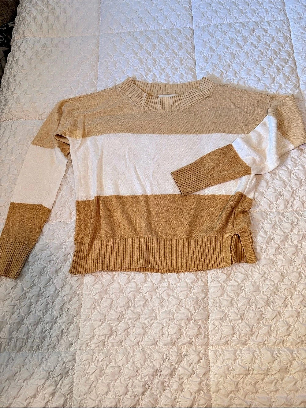 Club Monaco Color Block Linen Crewneck Sweater Size Small